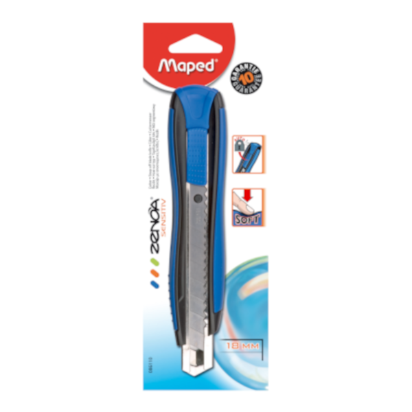 086110 Κοπίδι MAPED ZENOA SENTSITIV 18mm BLISTER BLACK-BLUE 10ετή Εγγύηση 086110 - Image 1